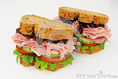 Ham And Salad Sandwiches Stock Photo