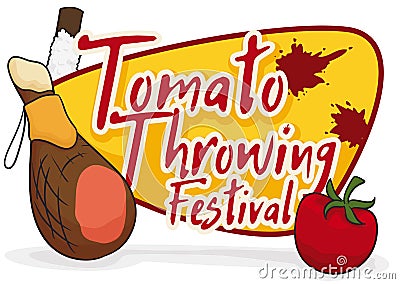 Ham, Soaped Stick and Tomato for Tomatina Festival, Vector Illustration Vector Illustration