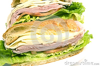 ham swiss cheese sandwich croissant bread Stock Photo