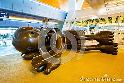 Hamad Airport, Quatar - July 9, 2021: Whimsical Bronze Sculptures at Hamad International Airport Editorial Stock Photo