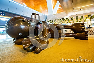 Hamad Airport, Quatar - July 9, 2021: Whimsical Bronze Sculptures at Hamad International Airport Editorial Stock Photo