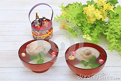 Hamaguri Soup in the Japanese Doll Festival Stock Photo