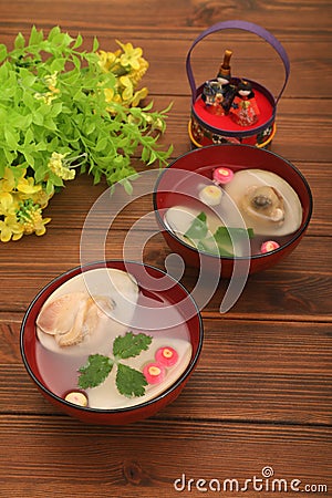 Hamaguri Soup in the Japanese Doll Festival Stock Photo