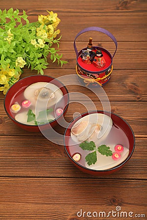 Hamaguri Soup in the Japanese Doll Festival Stock Photo