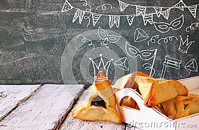 Hamantaschen cookies or hamans ears Purim celebration Stock Photo