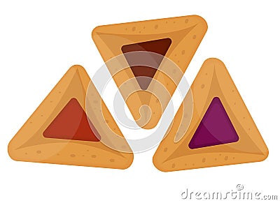 Hamantaschen icon. Flat style, isolated on white background. Vector illustration, clip art. Vector Illustration