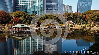 Hamarikyu`s gardens from Japan a beautiful location with great landscapes Stock Photo