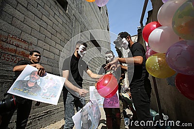 Hamas supporters participate in a mass rally in solidarity with Palestinian prisoners in Israeli prisons Editorial Stock Photo