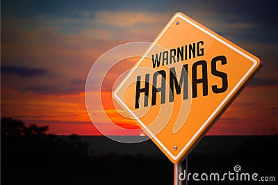 Hamas on Warning Road Sign Stock Photo