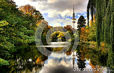 Hamburg Autumn - Planten un Blomen Lake Stock Photo