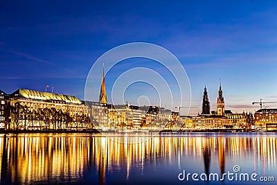 Hamburg Binnenalster and skyline Stock Photo