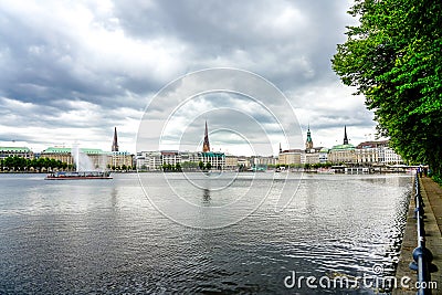 Hamburg on the Binnenalster. Stock Photo