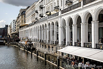 Hamburg City Alster River Buildings Architecture Editorial Stock Photo