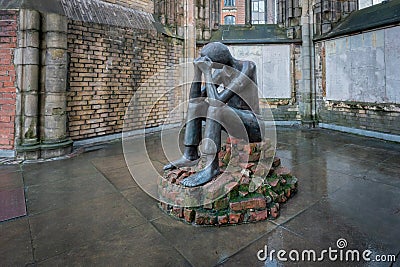 The Ordeal (Prufung) Sculpture by Edith Breckwoldt at St. Nicholas Church - Hamburg, Germany Editorial Stock Photo