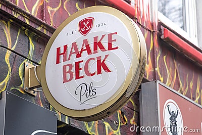 Haake Beck beer sign Editorial Stock Photo