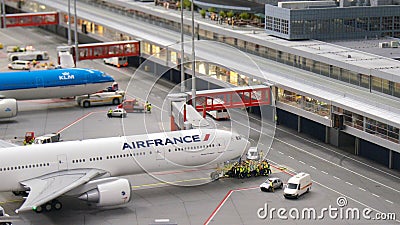 HAMBURG, GERMANY - MARCH 8th, 2014: A Boeing 777 model of Air France waiting for pushback at Flughafen Wunderland. Up to Editorial Stock Photo