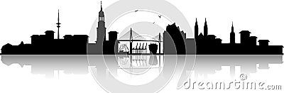 Hamburg germany skyline silhouette black isolated vector Vector Illustration