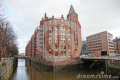 Speicherstadt. Port warehouse in Hamburg. Editorial Stock Photo