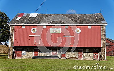 Hamburg, Pennsylvania, U.S.A - October 15, 2023 - A red barn of Glenn W Dietrich Editorial Stock Photo