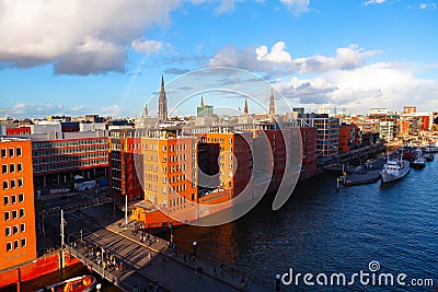 Hamburg water canal Hafencity Stock Photo