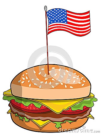 Hamburger american usa flag isolated Vector Illustration