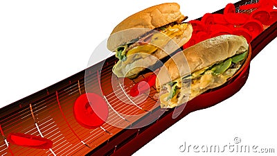 Hamburger artery cholesterol blood Stock Photo
