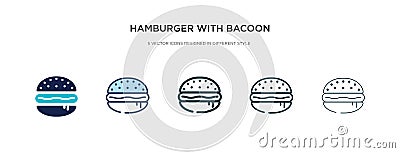 Hamburger with bacoon icon in different style vector illustration. two colored and black hamburger with bacoon vector icons Vector Illustration