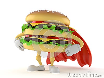 Hamburger character with hero cape Cartoon Illustration