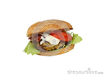 Hamburger with cheddar an bacon Stock Photo