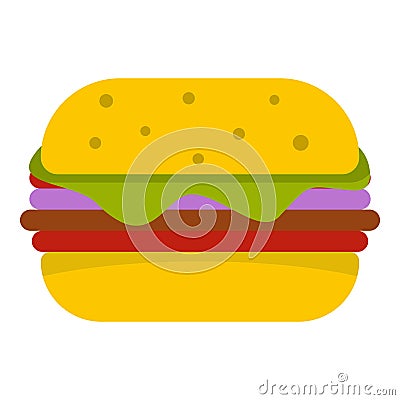 Hamburger with cheese and meat patty icon isolated Vector Illustration