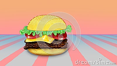 Hamburger Cartoon Illustration
