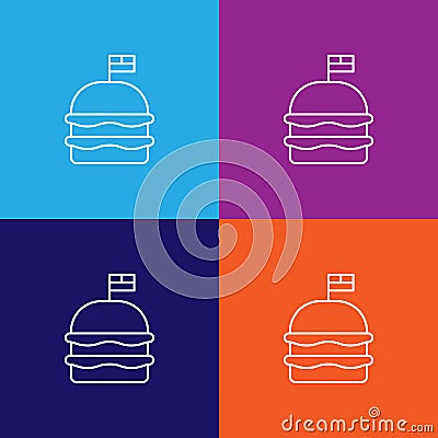 hamburger flag fast food outline icon. Elements of independence day illustration icon Cartoon Illustration