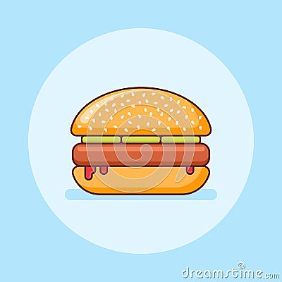 Hamburger flat line icon. Vector illustration. Vector Illustration