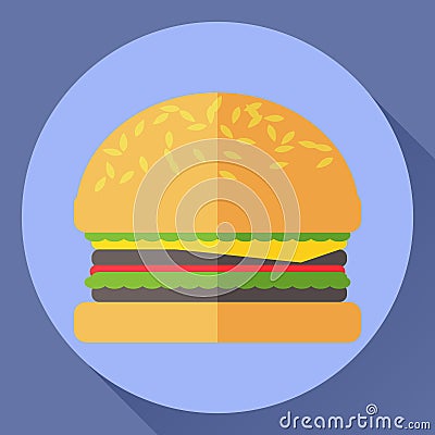 Hamburger flat vector icon Vector Illustration