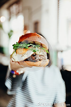 Hamburger food Casco Viejo, Panama Stock Photo