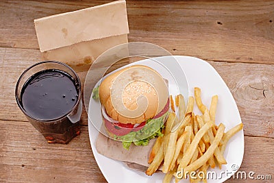 Hamburger and french fries Stock Photo