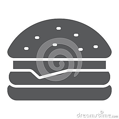 Hamburger glyph icon, food and bakery, fast food sign, vector graphics, a solid pattern on a white background. Vector Illustration