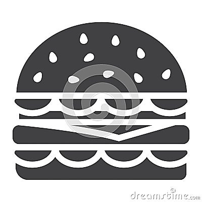 Hamburger glyph icon, food and drink, fast food Vector Illustration