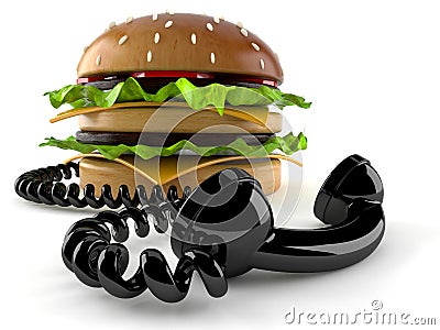 Hamburger with handset Stock Photo