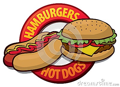 Hamburger Hot Dog Vector Illustration