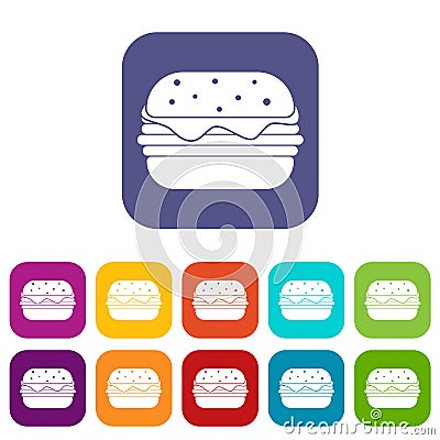 Hamburger icons set flat Vector Illustration