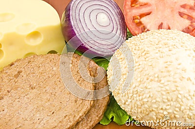 Hamburger ingredients Stock Photo