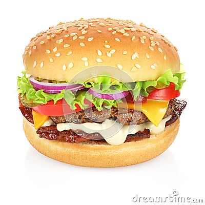 Hamburger isolated on white Stock Photo