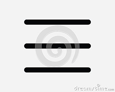 Three Lines Hamburger Menu Option Line Icon Symbol App List Drop Down More Sidebar Side Bar Expand Application Website Drawer Page Vector Illustration