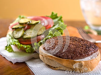 Hamburger, open face Stock Photo