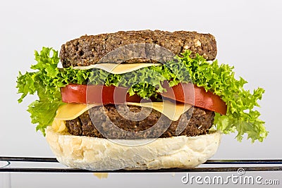 Hamburger open with salad and potato Stock Photo