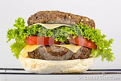 Hamburger open with salad and potato Stock Photo