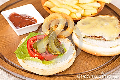 Hamburger open style Stock Photo