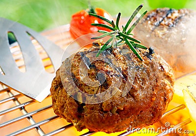 Grilled patty Stock Photo