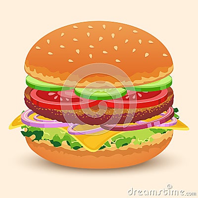Hamburger sandwich print Vector Illustration